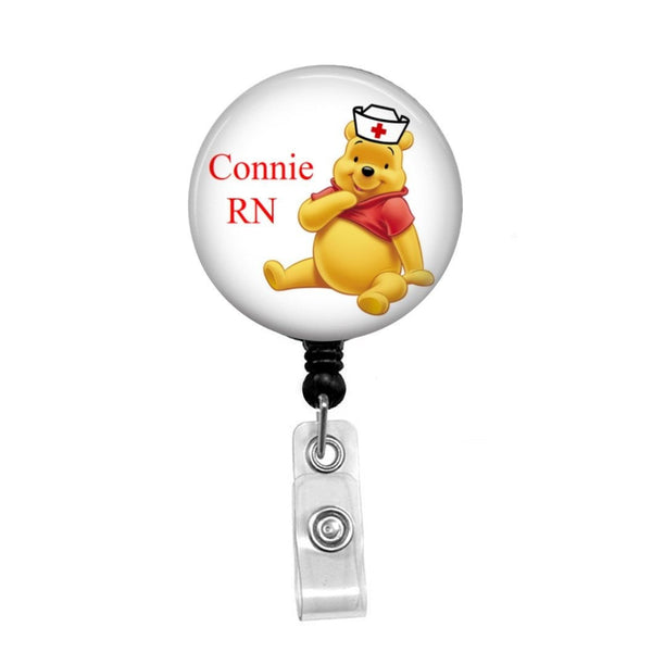 Personalized Winnie The Pooh Nurse - Retractable Badge Holder - Badge Reel  - Lanyards - Stethoscope Tag / Style