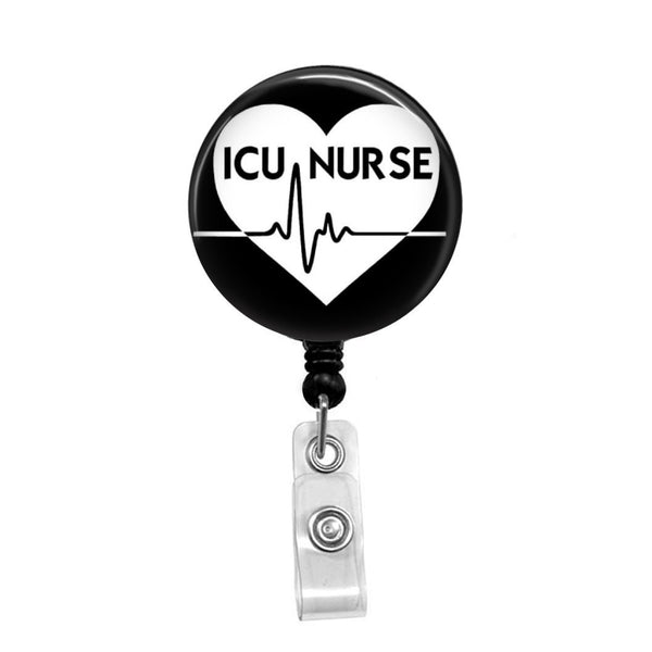 ICU Nurse 3- Retractable Badge Holder - Badge Reel - Lanyards - Stethoscope Tag / Style Butch's Badges