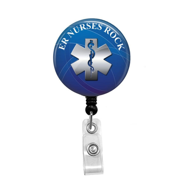 ER Nurses Rock - Retractable Badge Holder - Badge Reel - Lanyards -  Stethoscope Tag – Butch's Badges
