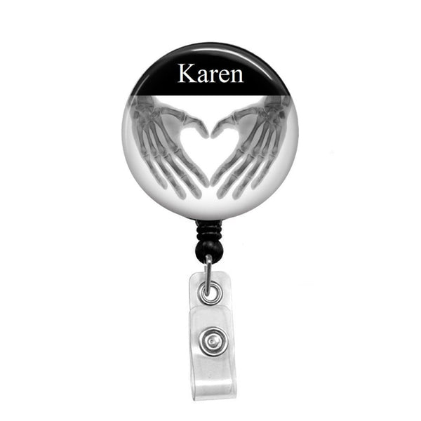 X-Ray Hands, Radiology Tech personalized - Retractable Badge Holder - Badge Reel - Lanyards - Stethoscope Tag / Style Butch's Badges