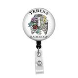 Radiology, Floral Lungs, Rib Cage - Retractable Badge Holder - Badge Reel - Lanyards - Stethoscope Tag / Style Butch's Badges