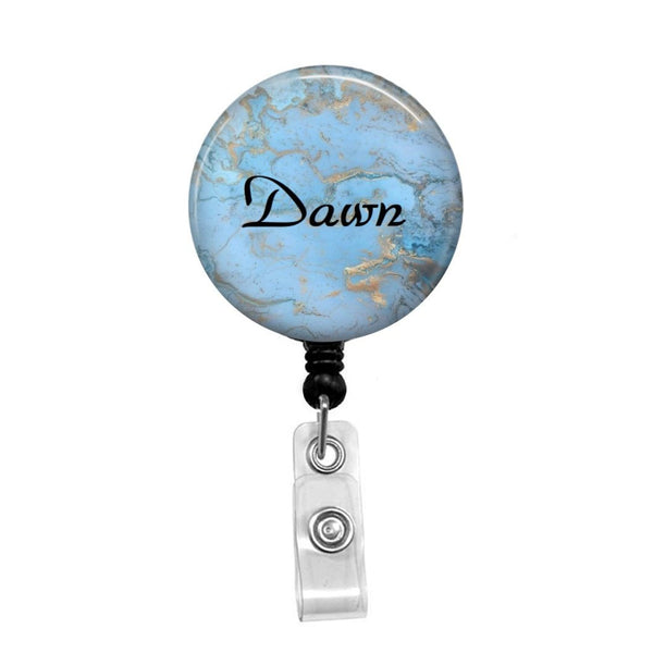 Blue & Gold Marble, Personalized - Retractable Badge Holder - Badge Reel - Lanyards - Stethoscope Tag / Style Butch's Badges