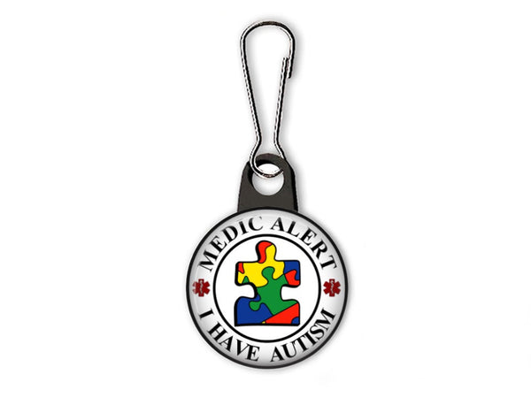 Medic Alert "I Have Autism" - Zipper Pull, Luggage Tag, Backpack Tag Butch's Badges