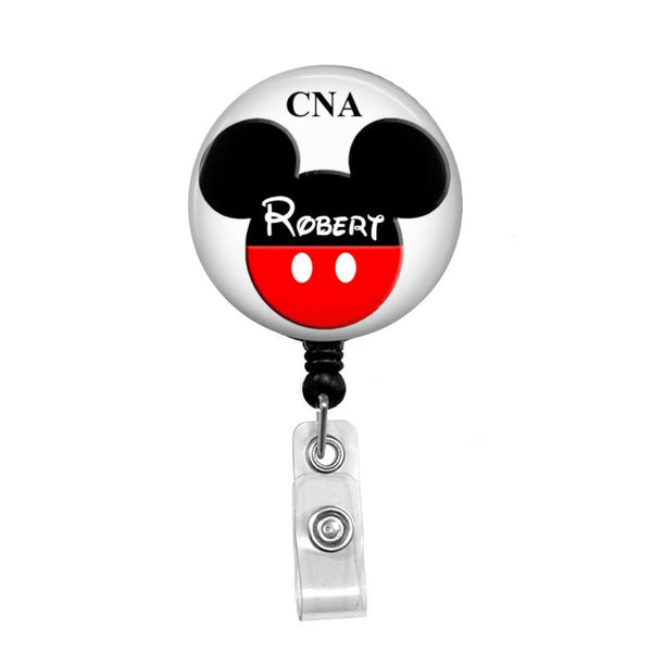 Mickey Mouse Ears, Personalize the Name & Credentials - Retractable Badge Holder - Badge Reel - Lanyards - Stethoscope Tag / Style Butch's Badges